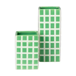 Xenos Vazen|Vazen-Vaas tegel groot - groen - 20x8x8 cm