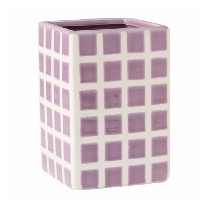 Xenos Vazen|Vazen-Vaas tegel klein - paars - 12x8x8 cm