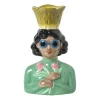 Xenos Vazen|Vazen-Vaas vrouw met bloemen - groen - 24.5x16.3x11.3 cm