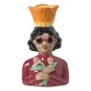 Xenos Vazen|Vazen-Vaas vrouw met bloemen - roze - 24.5x16.3x11.3 cm