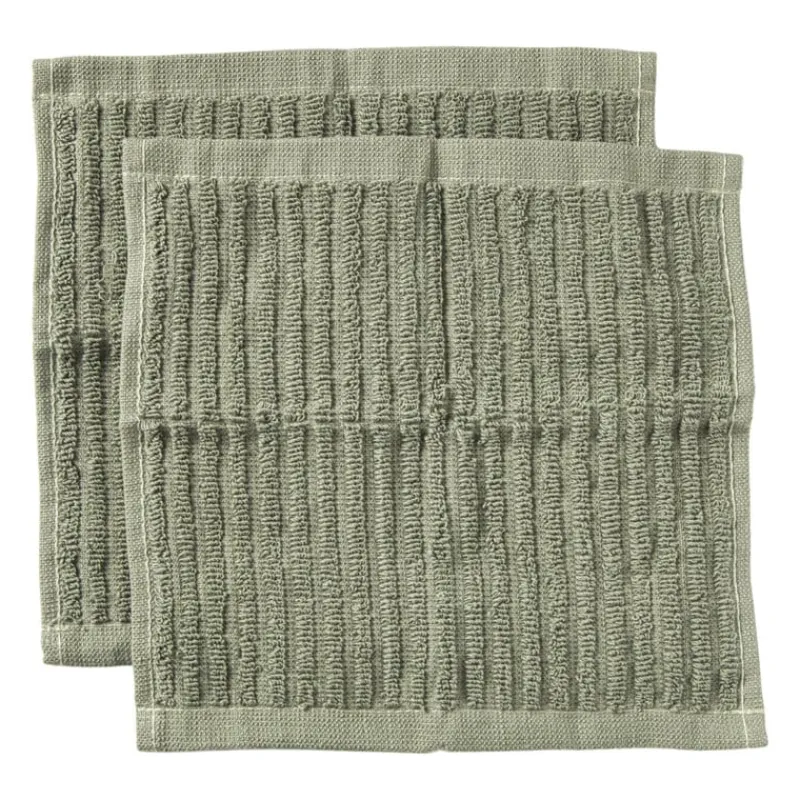 Xenos Schoonmaakdoekjes-Vaatdoekjes - groen - 20x20 cm - set van 2