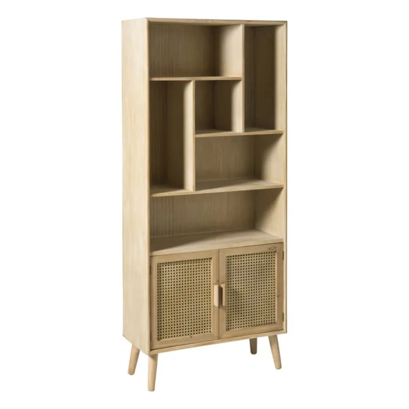 Xenos Boekenkasten|Vakkenkasten-Vakkenkast Java met deuren - bruin - 170x70x33.5 cm