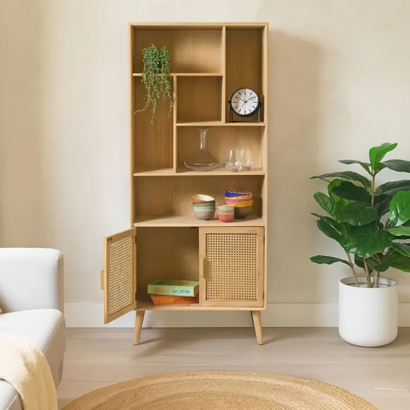 Xenos Boekenkasten|Vakkenkasten-Vakkenkast Java met deuren - bruin - 170x70x33.5 cm