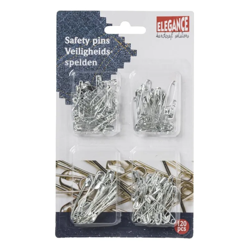 Xenos Knutselspullen-Veiligheidsspelden - zilver - 120 stuks