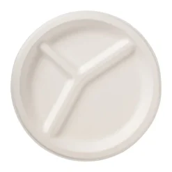 Xenos Wegwerpservies|Buitenservies-Verdeelborden bagasse - ø22.5 cm - set van 8