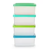 Xenos Bewaardozen-Vershoudbakjes van plastic - 100 ml - set van 4
