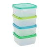 Xenos Bewaardozen-Vershoudbakjes van plastic - 250 ml - set van 4