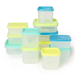 Xenos Bewaardozen-Vershoudbakjes van plastic - 250 ml - set van 4