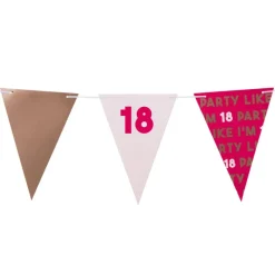 Xenos Vlaggenlijnen|Verjaardagen-Vlaggenlijn 18 jaar - roze - 10 meter