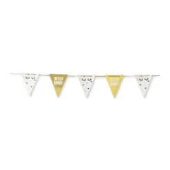 Xenos Babyshower-Vlaggenlijn wink - wit/goud - 5 meter