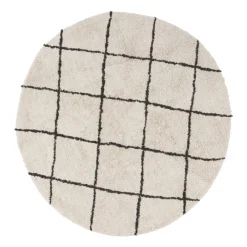 Xenos Vloerkleden-Vloerkleed berber rond - zwart/beige - ø120 cm