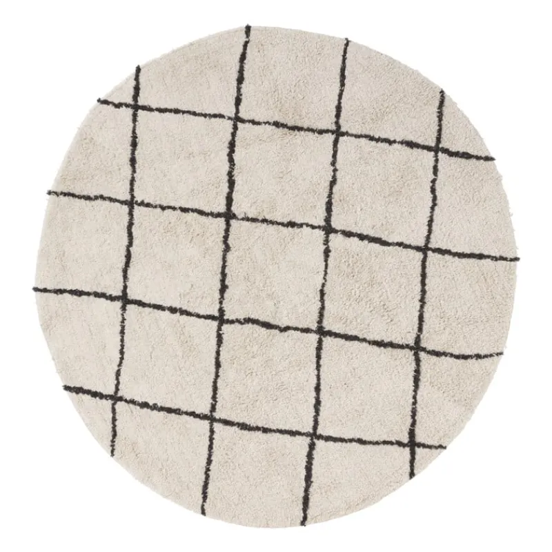 Xenos Vloerkleden-Vloerkleed berber rond - zwart/beige - ø120 cm