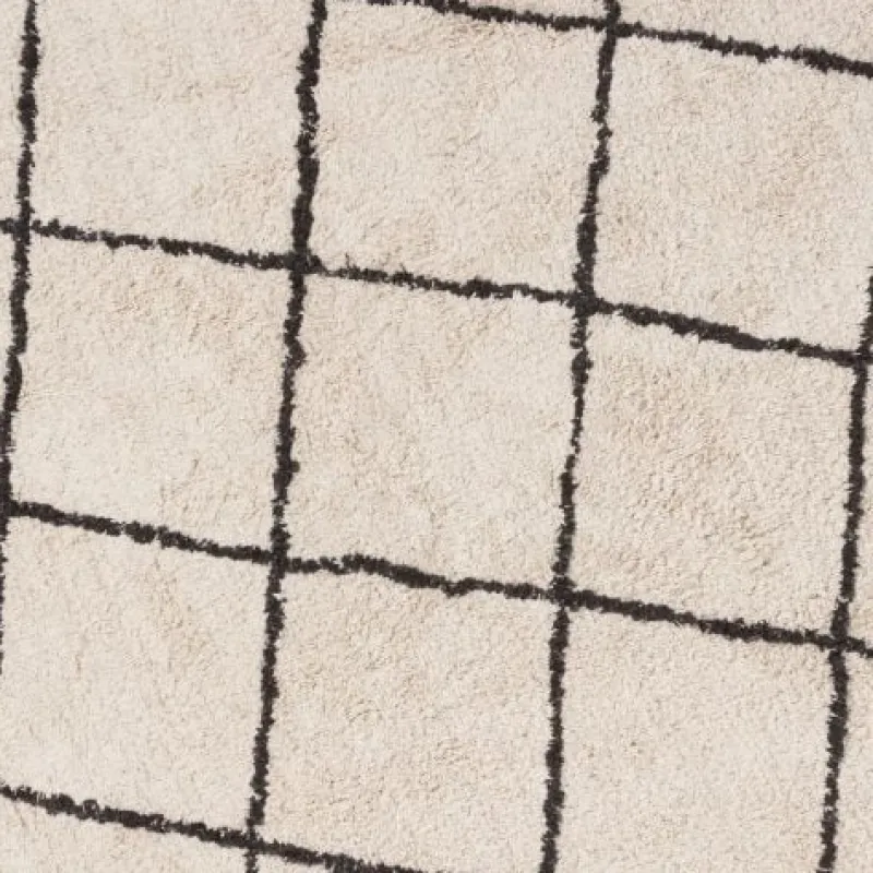 Xenos Vloerkleden-Vloerkleed berber rond - zwart/beige - ø120 cm