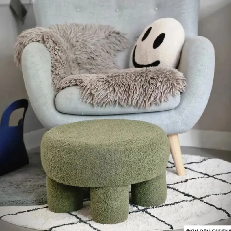 Xenos Vloerkleden-Vloerkleed berber rond - zwart/beige - ø120 cm