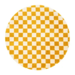 Xenos Vloerkleden-Vloerkleed checks - geel/wit - ø120 cm