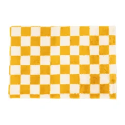 Xenos Vloerkleden-Vloerkleed checks - geel/wit - 60x90 cm