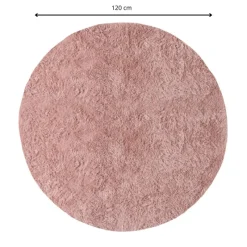 Xenos Vloerkleden-Vloerkleed fluffy rond - roze - ø120 cm