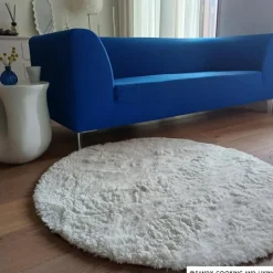 Xenos Vloerkleden-Vloerkleed fluffy rond - wit - ø120 cm