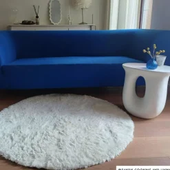 Xenos Vloerkleden-Vloerkleed fluffy rond - wit - ø120 cm