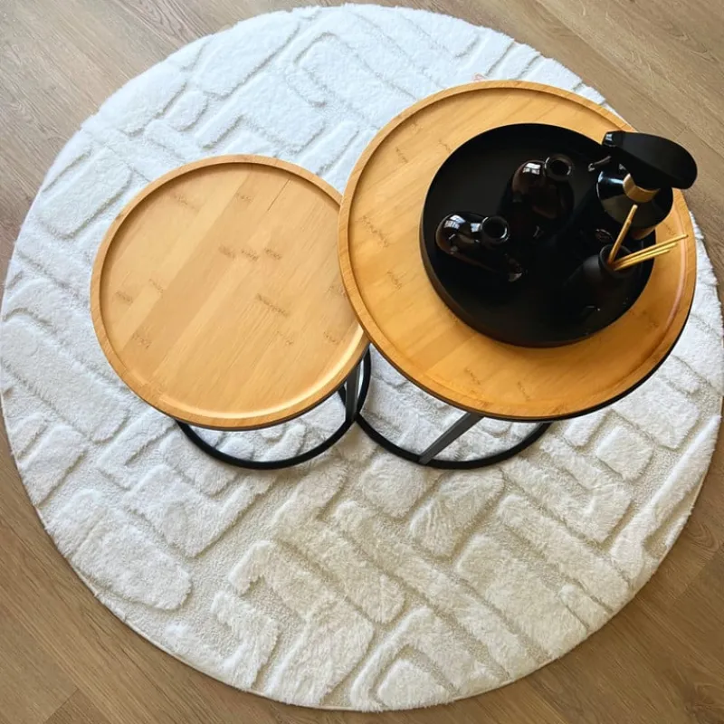 Xenos Vloerkleden-Vloerkleed native - wit - ø120 cm