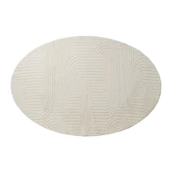 Xenos Vloerkleden-Vloerkleed wave ovaal - wit - 120x180 cm