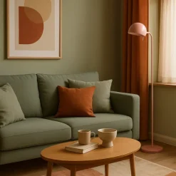 Xenos Staande Lampen-Vloerlamp retro - roze - ø22x146 cm