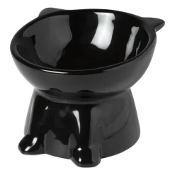 Xenos Huisdieraccessoires-Voerbak voor kat - zwart - ø10.3x13 cm