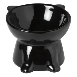 Xenos Huisdieraccessoires-Voerbak voor kat - zwart - ø10.3x13 cm