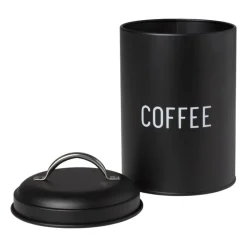 Xenos Koffie Accessoires|Voorraadpotten-Voorraadblik coffee - zwart - ø11x15 cm