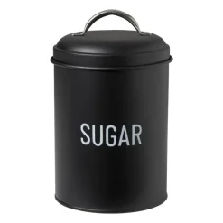 Xenos Koffie Accessoires|Voorraadpotten-Voorraadblik sugar - zwart - ø11x15 cm