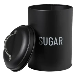 Xenos Koffie Accessoires|Voorraadpotten-Voorraadblik sugar - zwart - ø11x15 cm