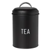 Xenos Thee Accessoires|Theedozen-Voorraadblik tea - zwart - ø11x15 cm