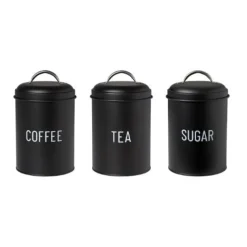 Xenos Thee Accessoires|Theedozen-Voorraadblik tea - zwart - ø11x15 cm