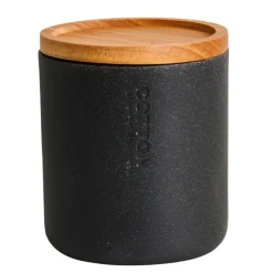 Xenos Badkamer Accessoires-Voorraadpot nature - antraciet - ø10x11 cm