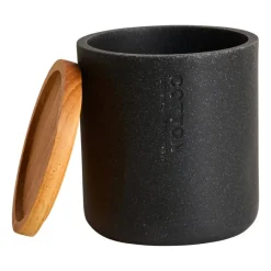 Xenos Badkamer Accessoires-Voorraadpot nature - antraciet - ø10x11 cm
