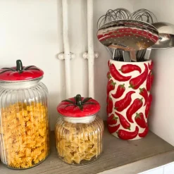 Xenos Voorraadpotten-Voorraadpot tomaat - transparant/rood - 900 ml
