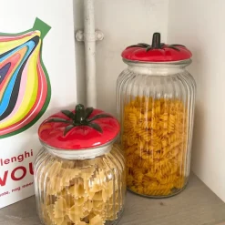 Xenos Voorraadpotten-Voorraadpot tomaat - transparant/rood - 1.2 liter