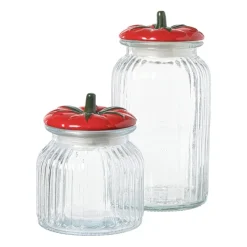 Xenos Voorraadpotten-Voorraadpot tomaat - transparant/rood - 1.2 liter