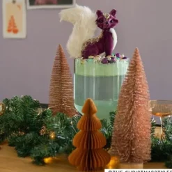 Xenos Kerstfiguren-Vosje - paars - 10x23x19 cm