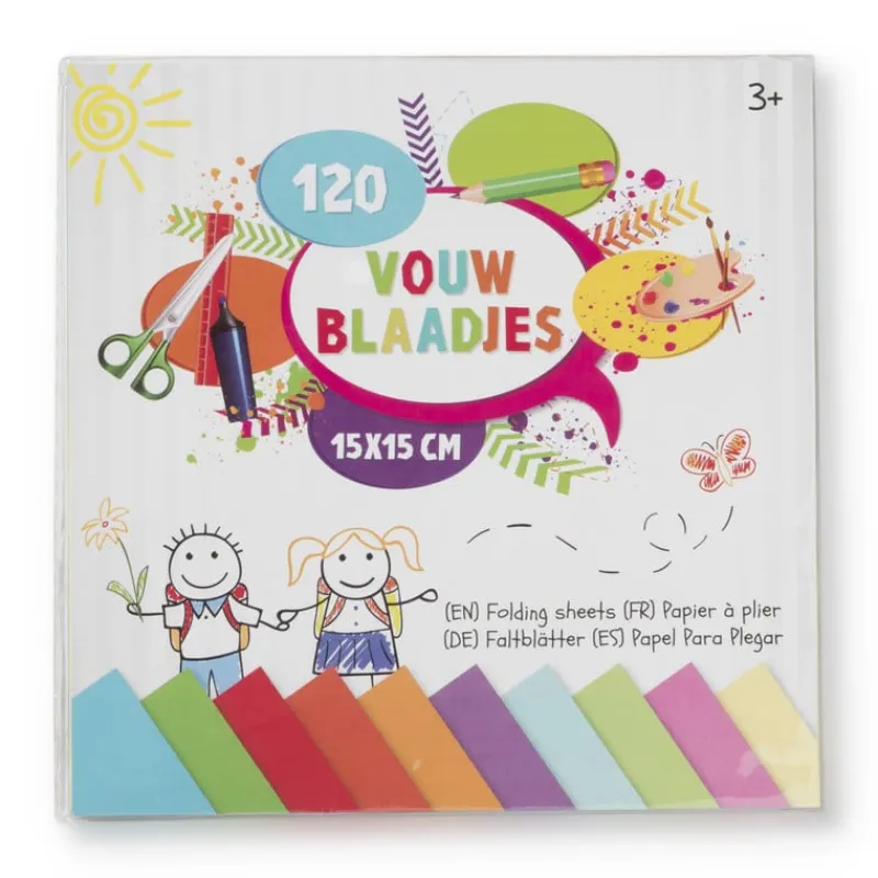 Xenos Knutselpapier|Kerst Knutselen-Vouwblaadjes - multikleur - 120 stuks