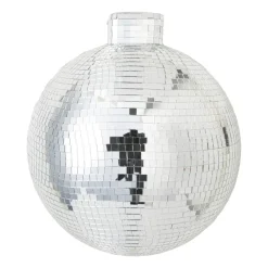 Xenos Kerstfiguren-Wandhanger disco kerstbal - zilverkleurig - ø31.5 cm