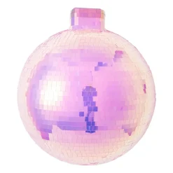 Xenos Kerstfiguren-Wandhanger disco kerstbal - roze - ø31.5 cm
