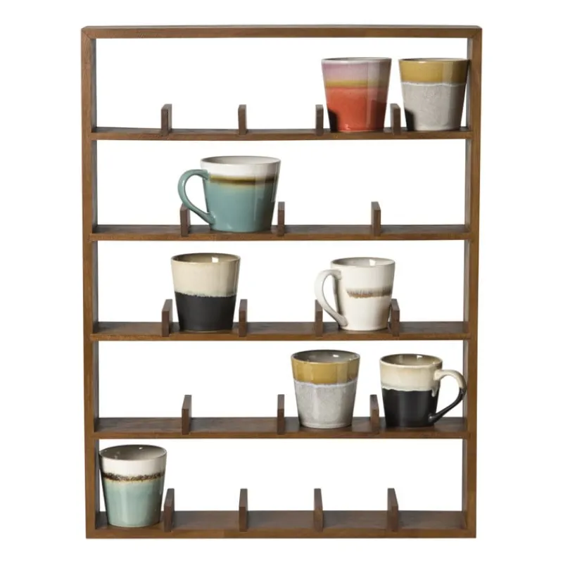 Xenos Vakkenkasten|Wandkasten-Wandkast voor 23 mokken - bruin - 63.5x48x9 cm