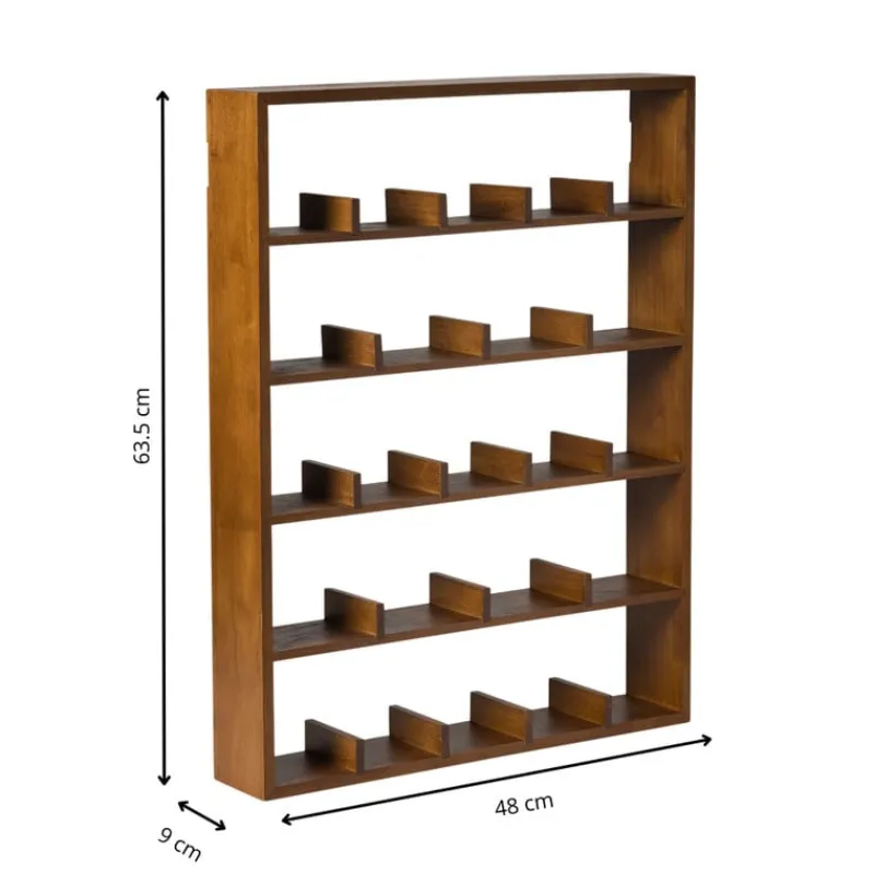 Xenos Vakkenkasten|Wandkasten-Wandkast voor 23 mokken - bruin - 63.5x48x9 cm