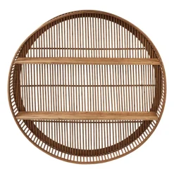 Xenos Wandkasten|Wandkasten-Wandkastje bamboe rond - ø75x12.5 cm