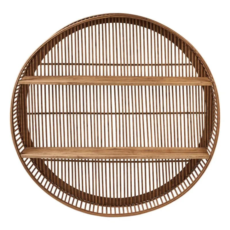 Xenos Wandkasten|Wandkasten-Wandkastje bamboe rond - ø75x12.5 cm