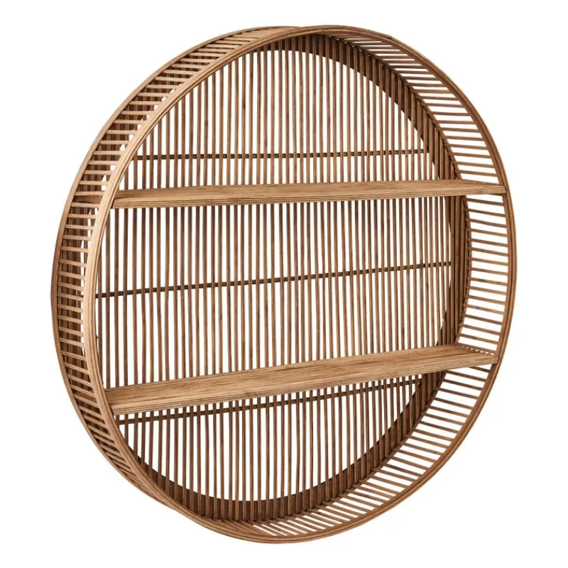 Xenos Wandkasten|Wandkasten-Wandkastje bamboe rond - ø75x12.5 cm