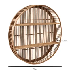 Xenos Wandkasten|Wandkasten-Wandkastje bamboe rond - ø75x12.5 cm