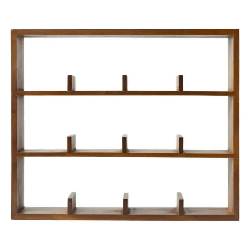 Xenos Kerstcadeaus|Vakkenkasten-Wandkastje voor 12 mokken - bruin - 45x38x9 cm