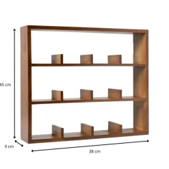 Xenos Kerstcadeaus|Vakkenkasten-Wandkastje voor 12 mokken - bruin - 45x38x9 cm